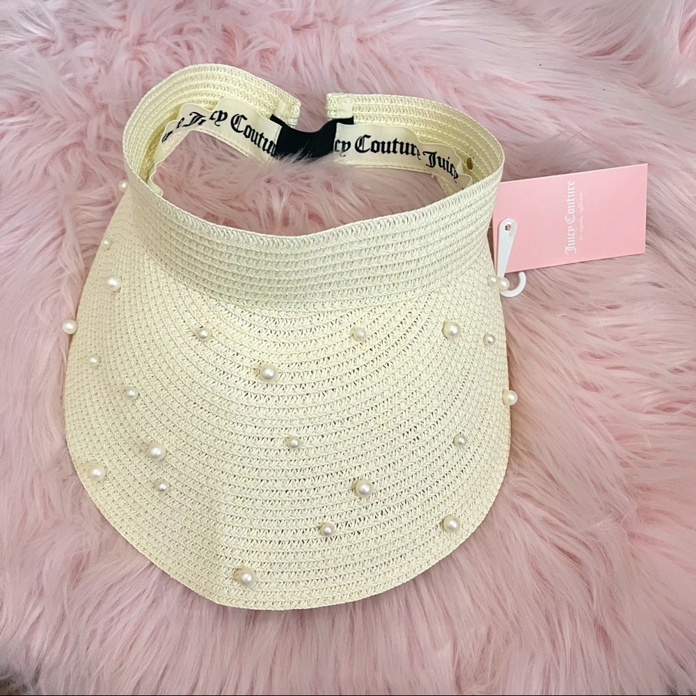 Juicy Couture visor pearl straw summer hat NWT